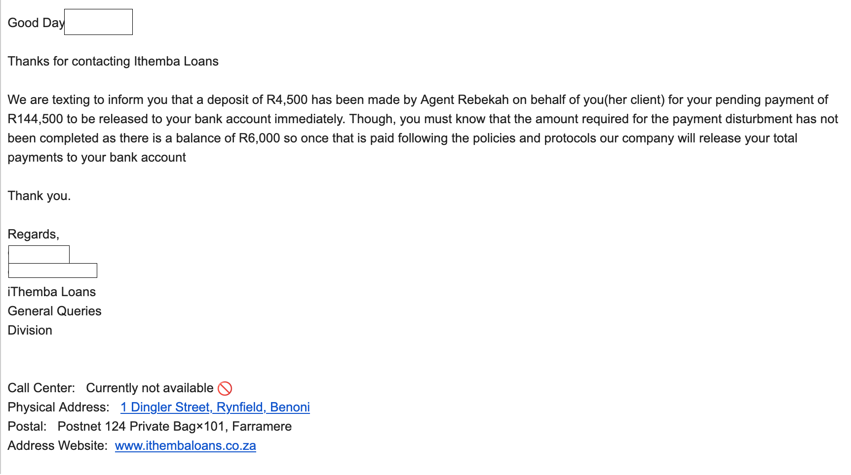 Advance-Fee Loan Release Scam