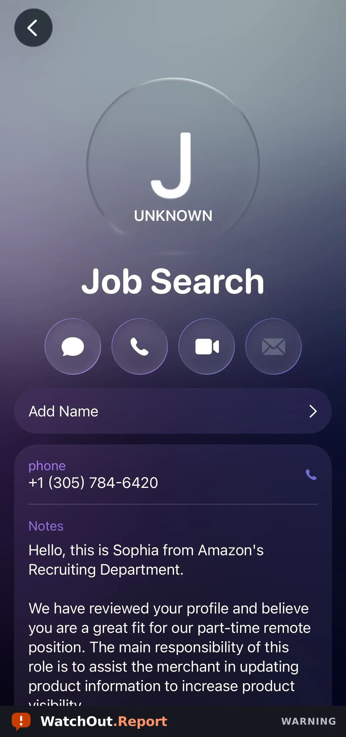 WatchOut for fake Amazon recruiter texts that hide a job offer inside a contact card