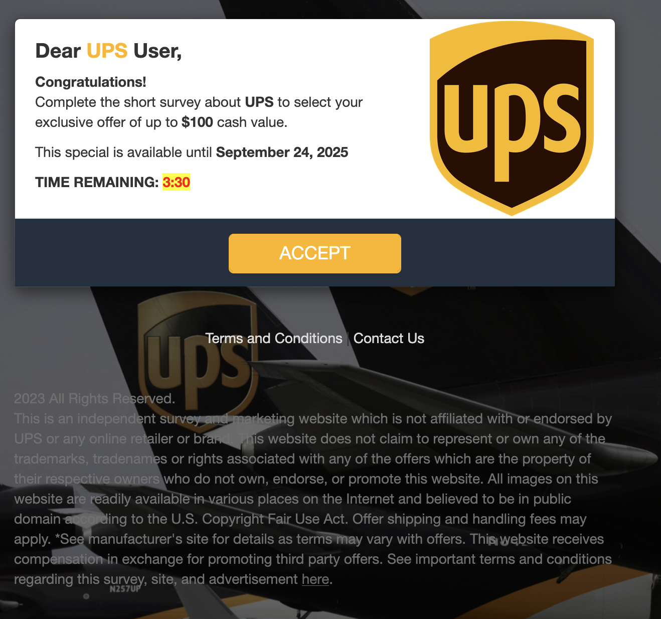 Delivery Reward Scam example