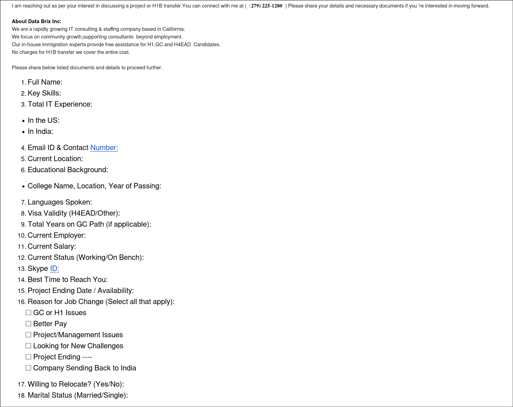 Fake Job Offer Demanding Personal Documents
