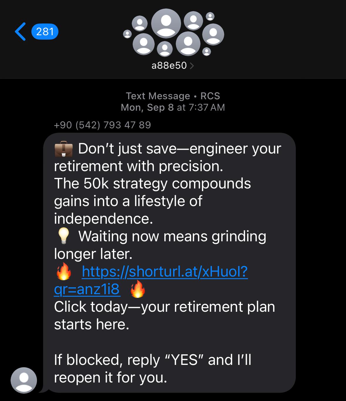 Group Text Investment Pitch Scam