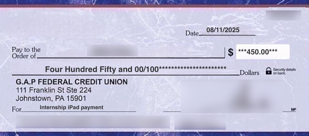 Internship Supplies Check Scam