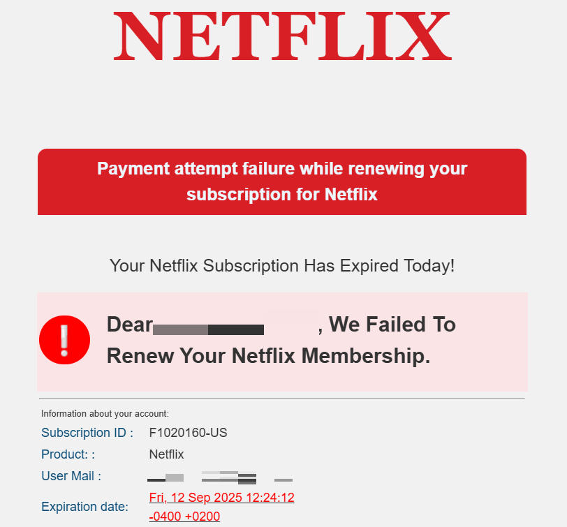 Subscription Billing Update Phishing