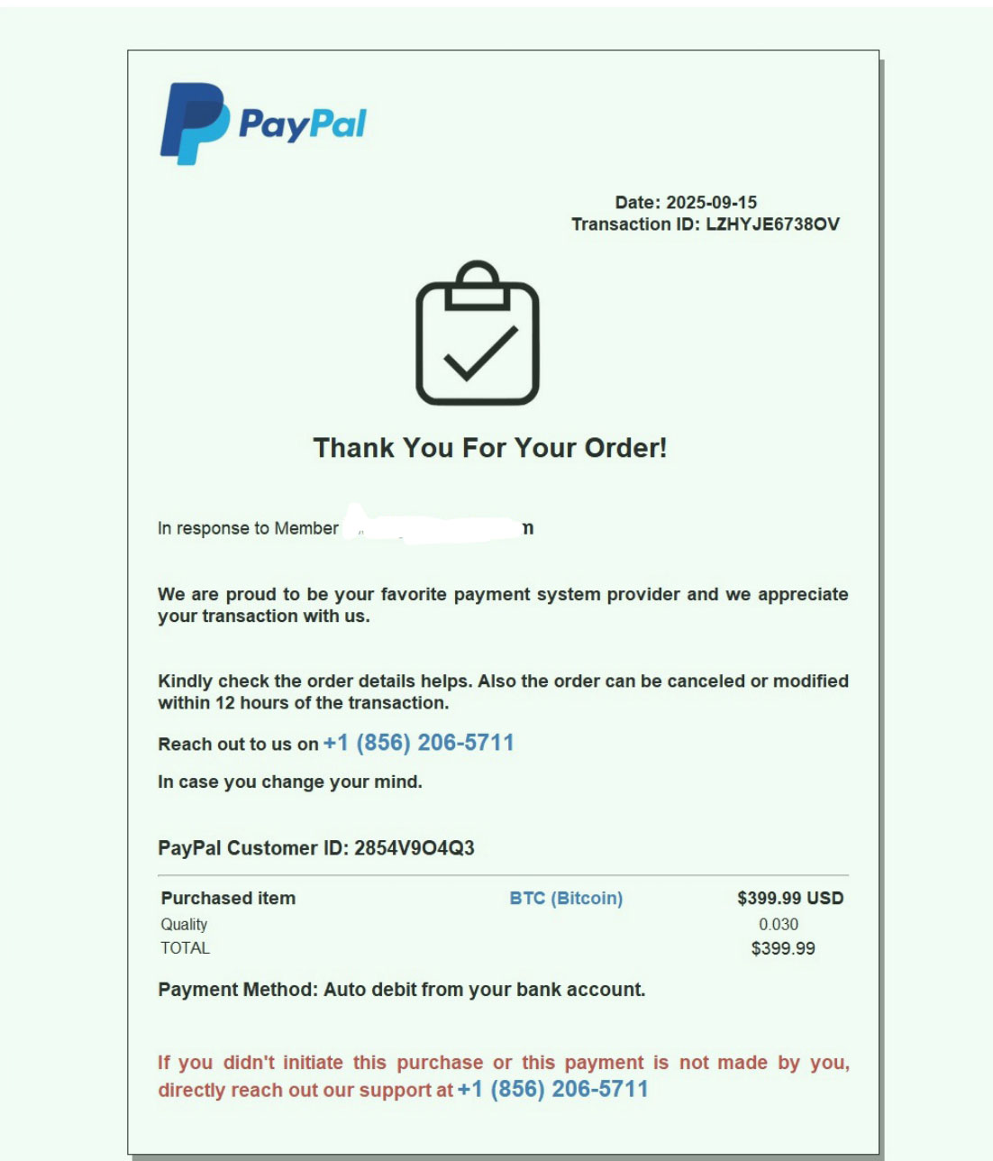 Fake 'Snapshot about registration ticket'