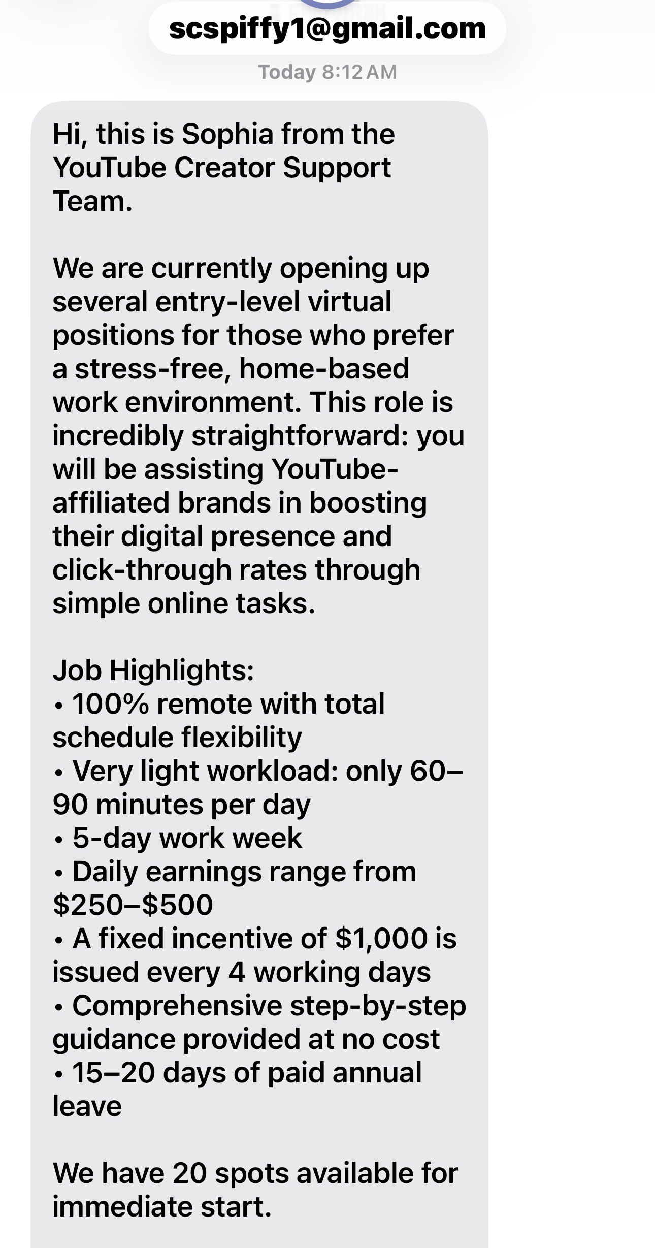 Remote Job Offer Text from Fake Recruiter preview