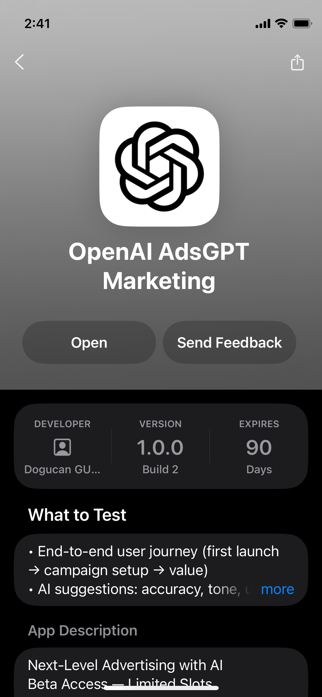 TestFlight Beta Invite Scam example